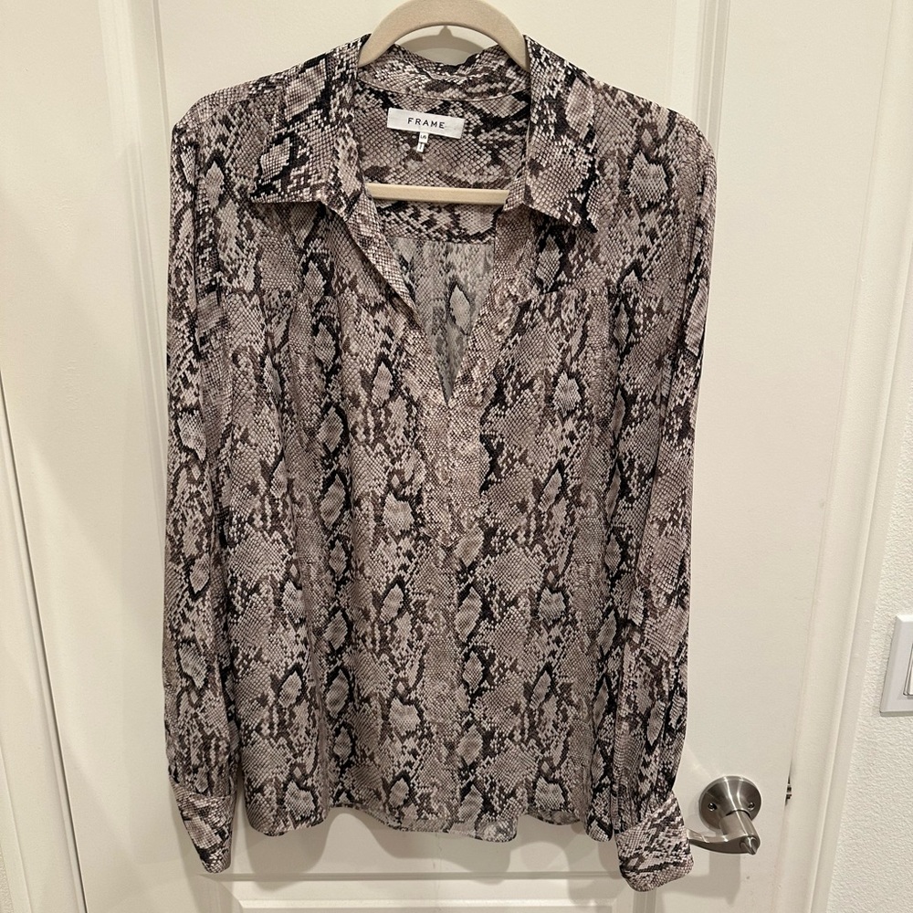 Frame, 100% Silk, Snakeskin Blouse